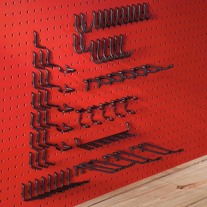 MADD TOOLS DOUBLE D FOR DOUBLE DUTY Extra Thick Black 1/4'' Pegboard Hooks for Hanging Tools, Set of 70 Pieces 1/4'' Black Peg Board Accessories Peg Hooks, Peg Board Attachments for Tools Organization - Image 5